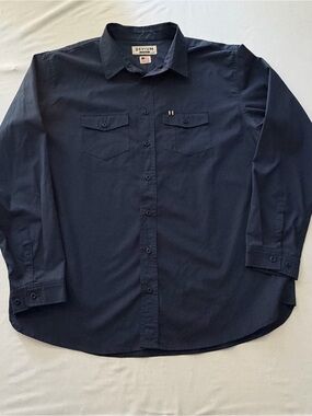 Devium Navy Blue Men’s XXL Shop Work Button Up Shirt Made in USA Poly-Cotton